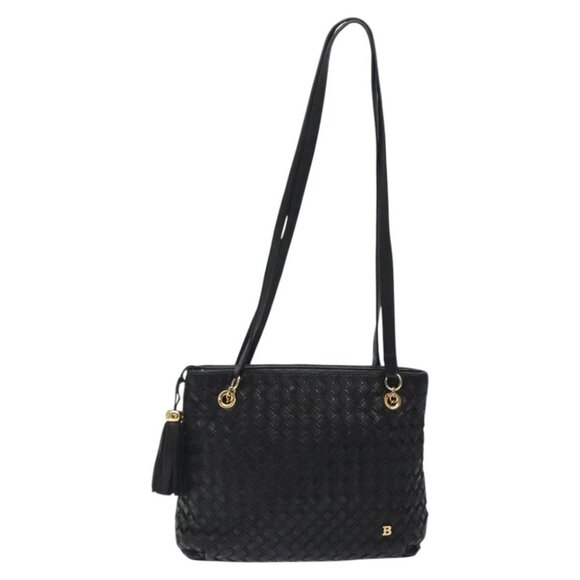 BALLY Quilted Shoulder Bag Leather Black Gold Auth BA1832 - Picture 3 of 15